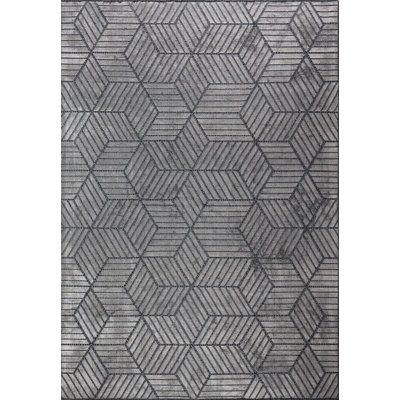 Rapture Geometric Shapes Area Rug in Gray