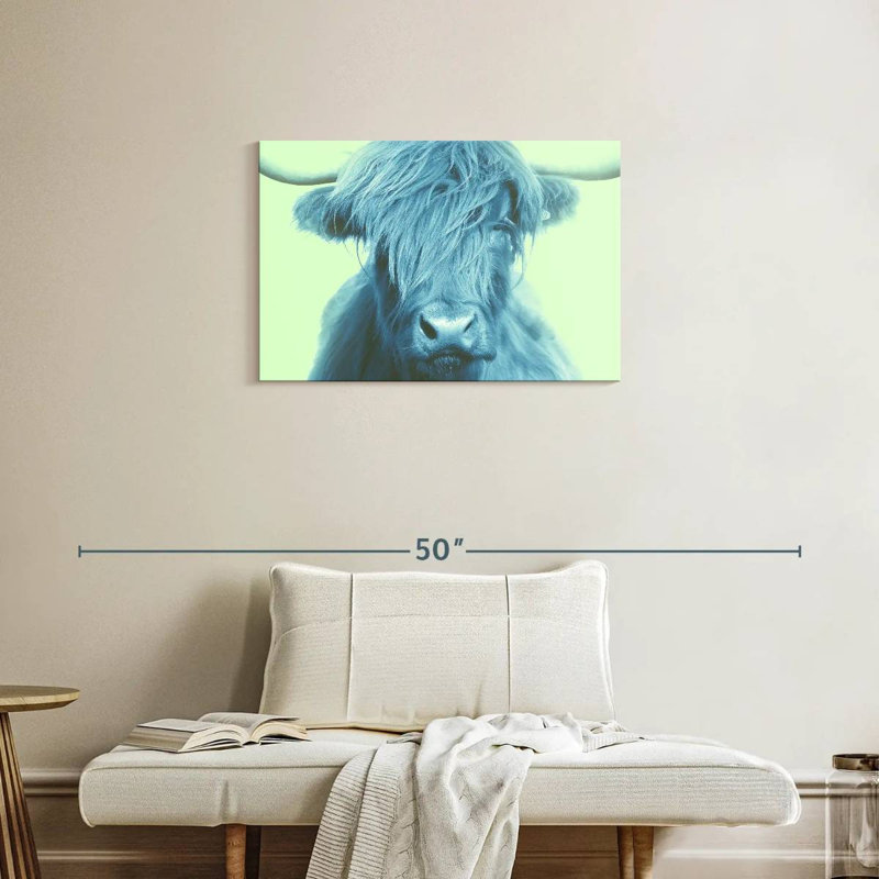 Brampt Highland Cow sur fond vert, H 20 po x l 30 po