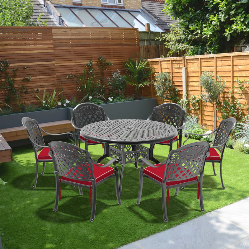 Ensemble de meubles de patio en aluminium coulé avec coussins, 6