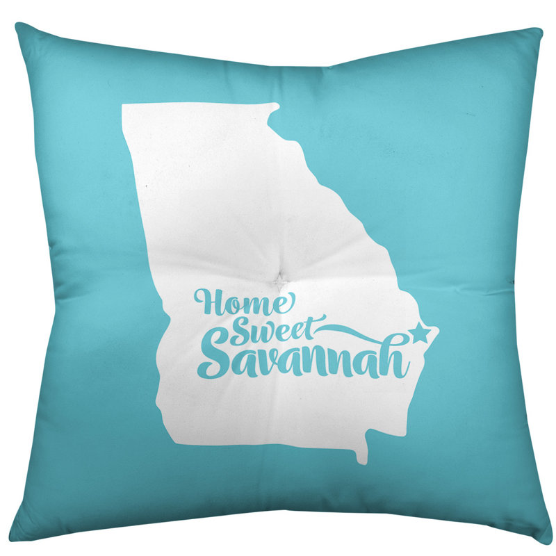 Reversible Throw Pillow, 36" H x 36" W, Savannah/Georgia, Teal