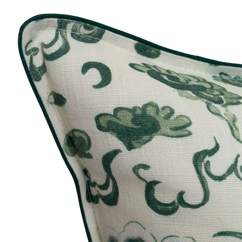Empress Dragon Self-Flange Accent Pillow, White/Green Oriental