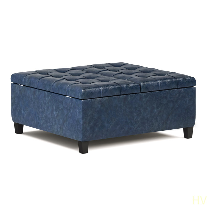Harrison -  Table Storage Ottoman, Navy Blue