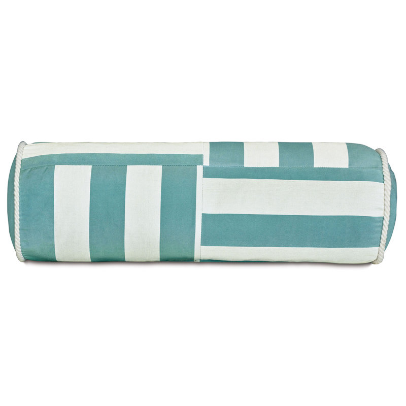 Bolster Indoor/Outdoor Pillow Cover & Insert, White/Aqua