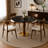 33.5" Round Sintered Stone Dining Table with Solid Rubberwood Pedestal Base and Stainless Steel Bottom, Modern Dining Table for 2-4 People-994938127