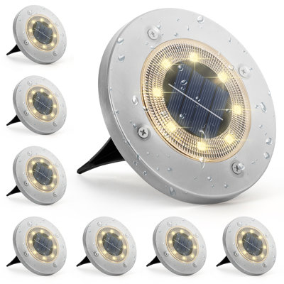 Paradise By NEX Satin Solar Powered Integrated LED Metal Pathway Light Kit