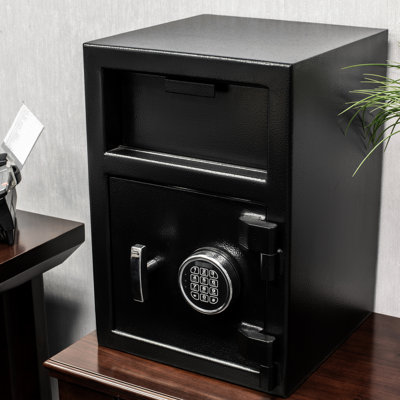 Dx200 Keypad Safe, Black Steel - 14.09X14.09X20.01 In, 81.17 Lb Fishing Feature & 3 Solid Deadbolts 14"X14"X20", Baffles Traditional Key Access For Low Battery Digital