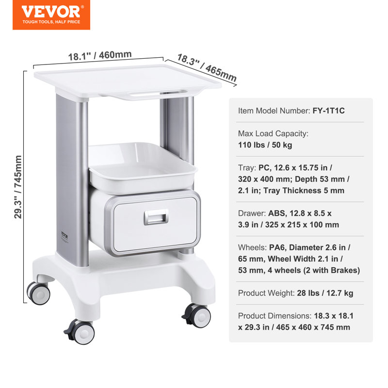 29'' H x 18'' W Utility Cart with Wheels