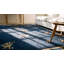 Antique Navy Blue Allover Floral Chinese Square Room Size Peking Rug
