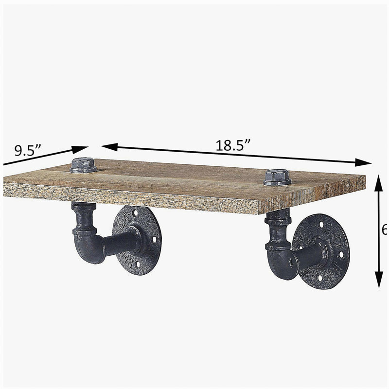 Oak and Beach Black Rectangular Wall Rack