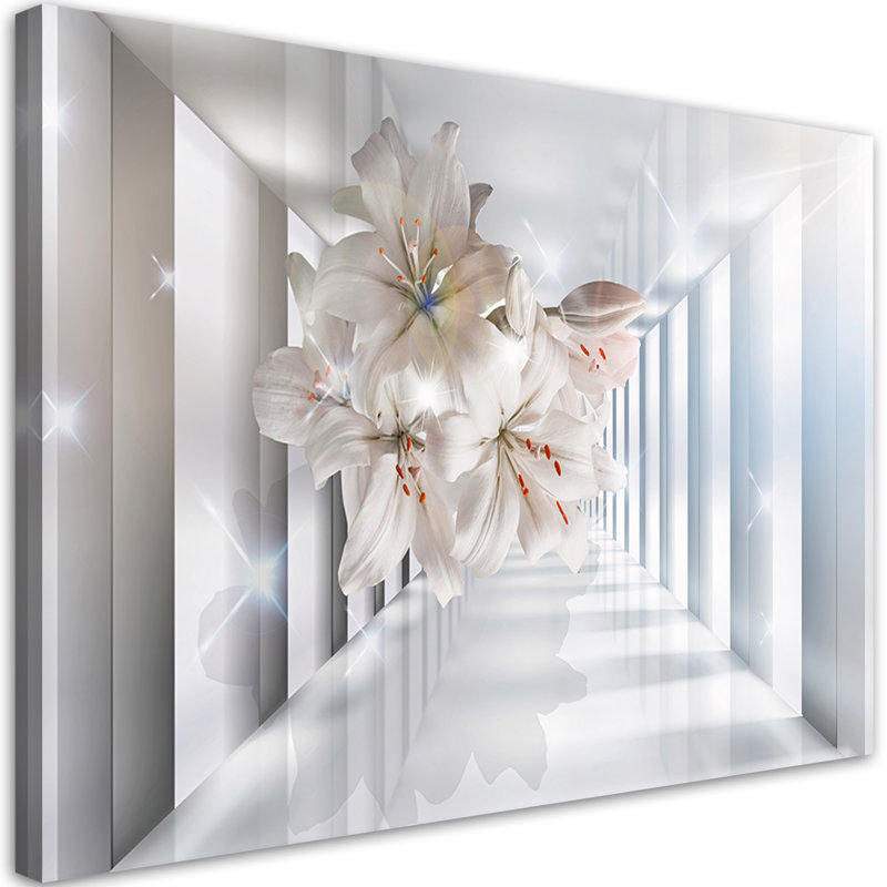 Flowers in the 3D Corridor - Wrapped Canvas Art Print, 70cm H x 100cm W