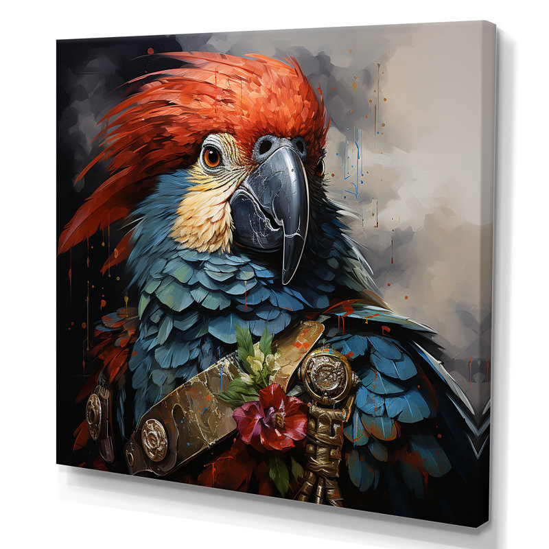Pirate Parrot Feathered Buccaneer - Art mural pirate, Toile tendue, H 36 po x l 36 po x P 1,5 po