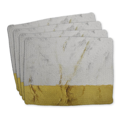 Golden Shine Braided Polyester Placemats Set of 4 - Home Decor