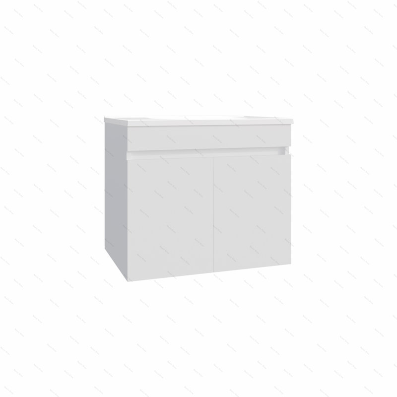 Meuble-lavabo, 2 portes, 2 tablettes, Blanc