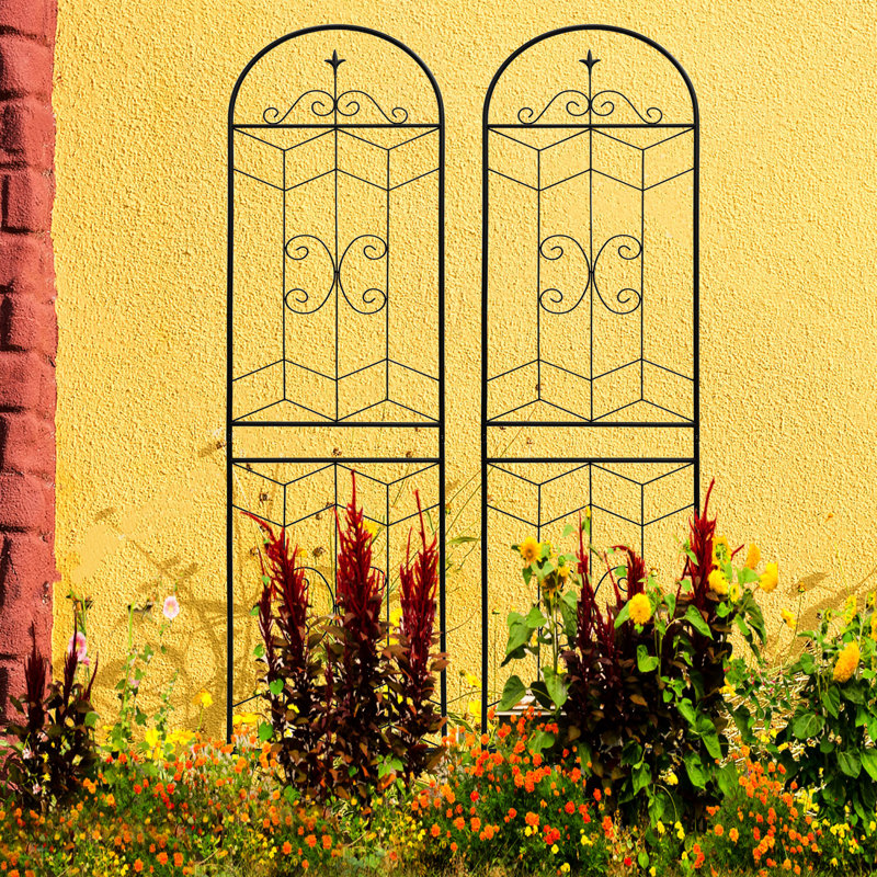 Paquet de 4 treillis de jardin en métal de 86,7 po x 19,7 po, antirouille pour, fleur de jardin, noir, facile à monter, treillis 4 19,7 po, rouille matinale, florissant, simple
