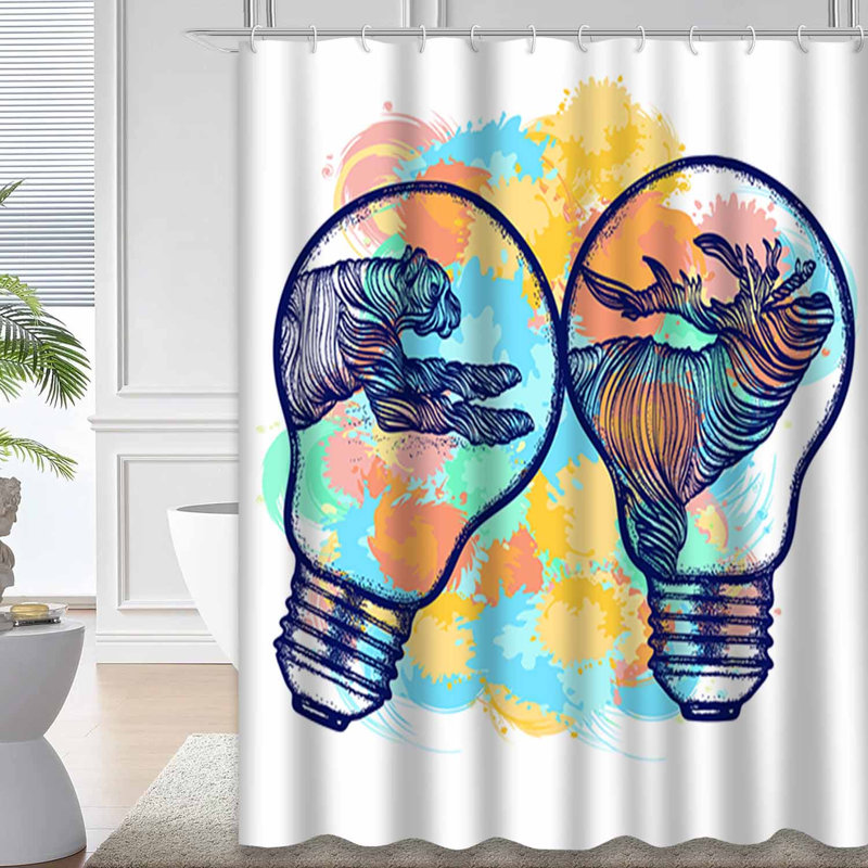 Rideau de douche bleu imperméable, rideaux de douche pour la salle de bain avec 12 crochets, 72" L x 72" W