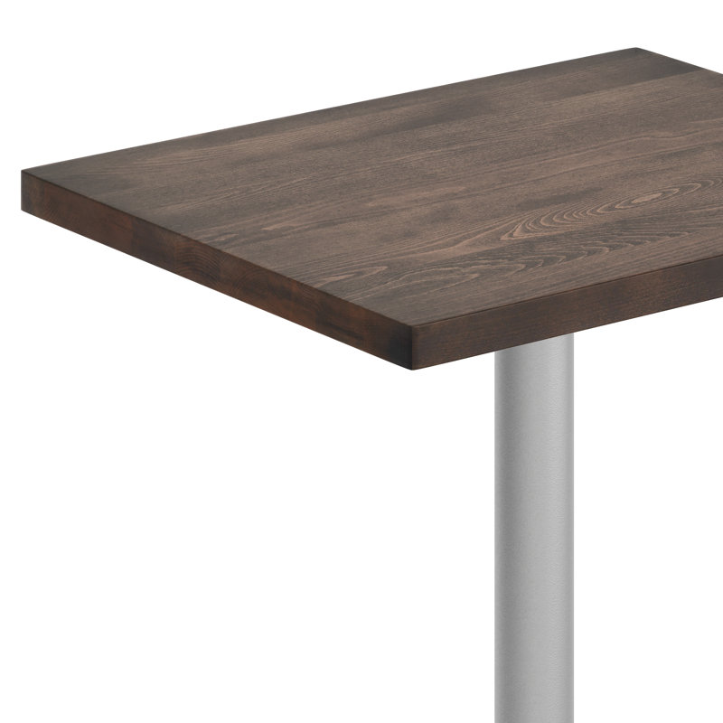 Plateau de table commercial en bois massif de L 30 po x l 24 po avec base de salle à manger à hauteur de 18 po, Argent argent