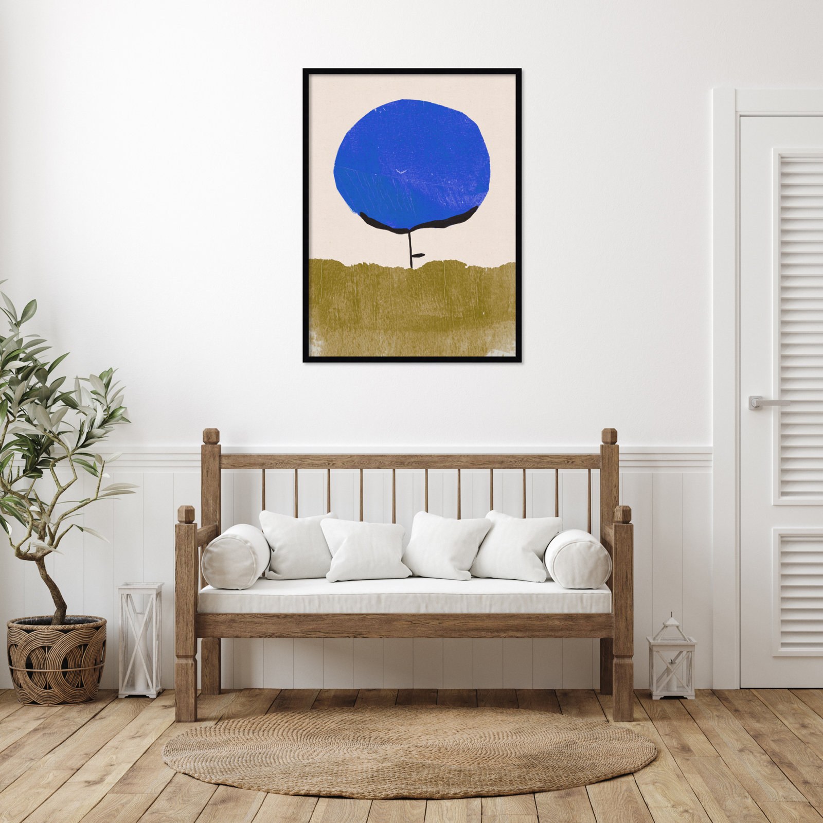 Blue Flower Print by Alisa Galitsyna, 41" H x 31" W, Black