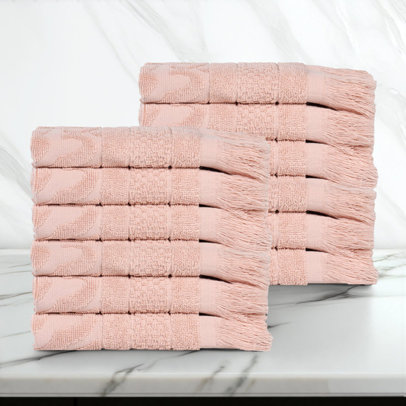 Ensemble de 12 débarbouillettes en coton Blue Nile Mills, Rose