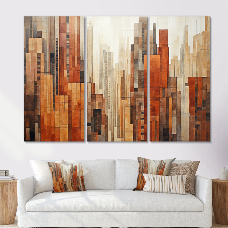 Ensemble de salon Caramel Colonnes Skycrapers Dream III - Skyscrapers, H 32 po x l 48 po x P 1 po, Toile tendue