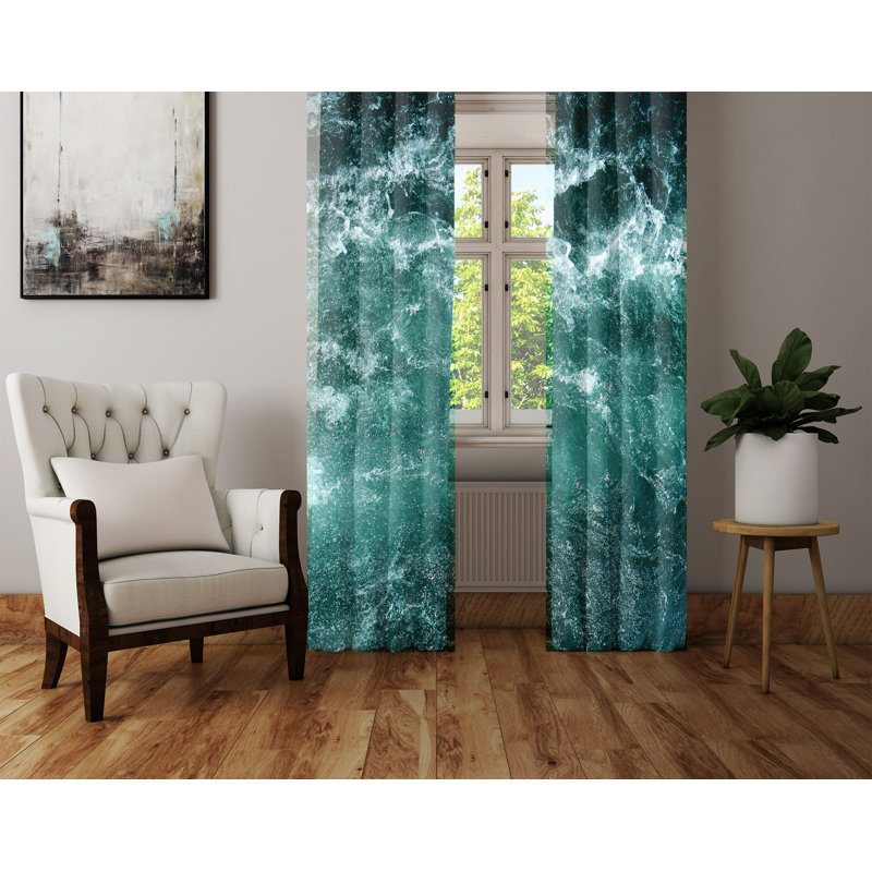 Paire de rideaux semi-transparents Ocean Waves, L 40 po x L 82 po