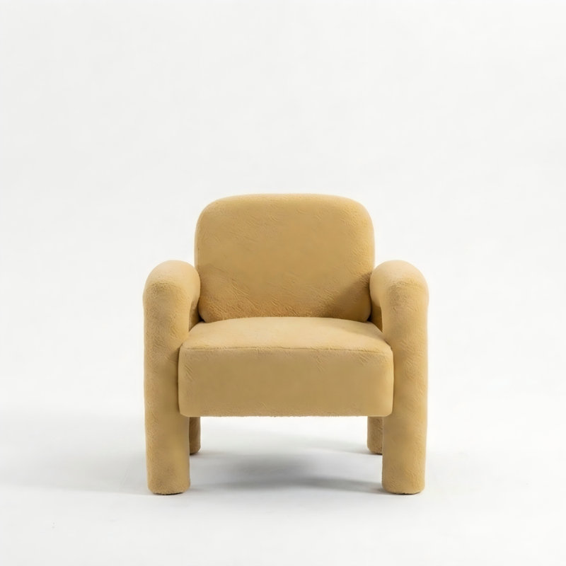Upholstered Armchair, Mustard Yellow Polyester
