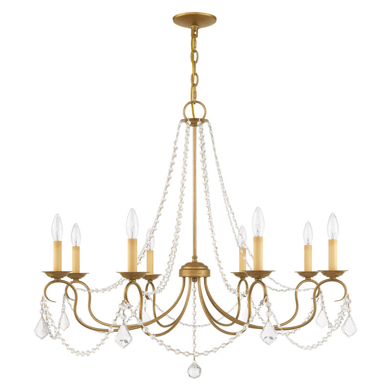 Fabio 8 - Light Dimmable Classic / Traditional Chandelier, Antique Gold Leaf