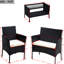 Ensemble de mobilier de patio 4 pièces - Avec coussins beiges attrayants, 2 fauteuils, coiffeuse en verre trempé. Ajoutez une touche d'élégance à votre extérieur.