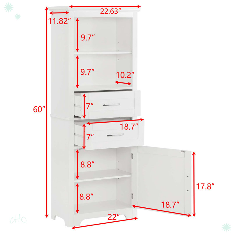 Armoires de plancher de salon autoportantes, Blanc