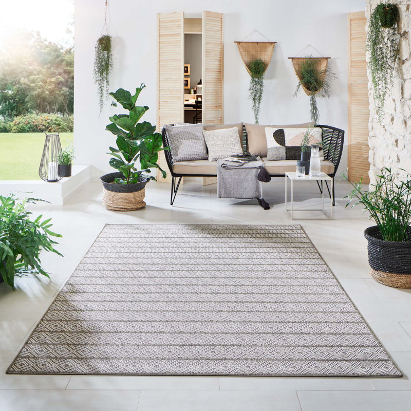 Elisha Striped Flatweave Indoor / Outdoor Area Rug, Rectangle 200 x 250cm
