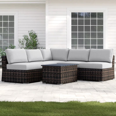 4 With Cushions, Fully Assembled, Rustproof Frame, Weather- , Removable Cushion Covers, And Protection Assembled , Featuring Aluminum Handwoven Reversible Sectional Design For Patio