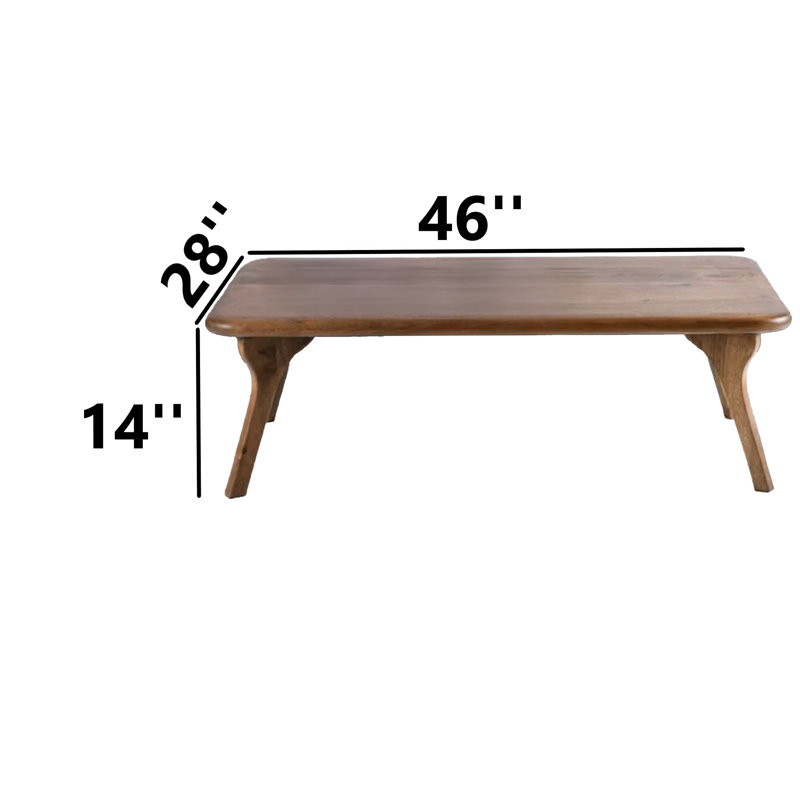 Handmade Walnut Solid Wood Coffee Table, 14" H x 46" L x 28" W