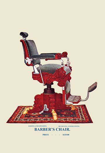 " Hydraulic Barber's Chair ", 66" H x 44" W x 1.5" D