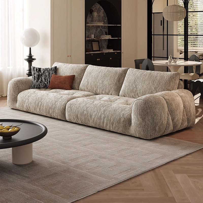 Canapé gris simple et moderne, H 34,25 po x l 133,86 po x P 39,37 po 