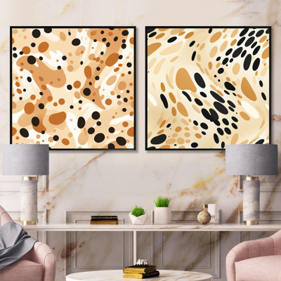 Beige sphinx III - ensemble de 2 collages carrés abstraits