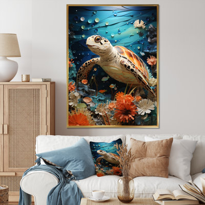 " Turtle Coastal Creatures Pointillism "