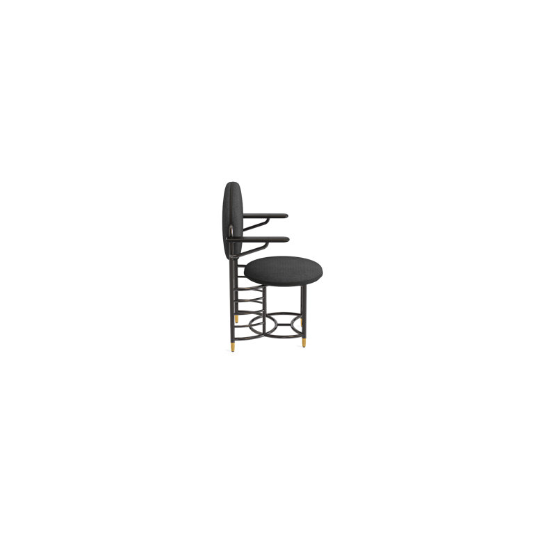 Frank Lloyd Wright Racine Signature Guest Chair with Arms, Ink 100% Polyester, Obsidian