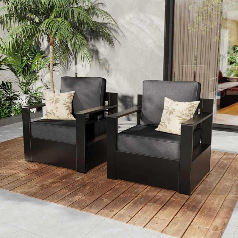 Patio Chair with Cushions, Gray