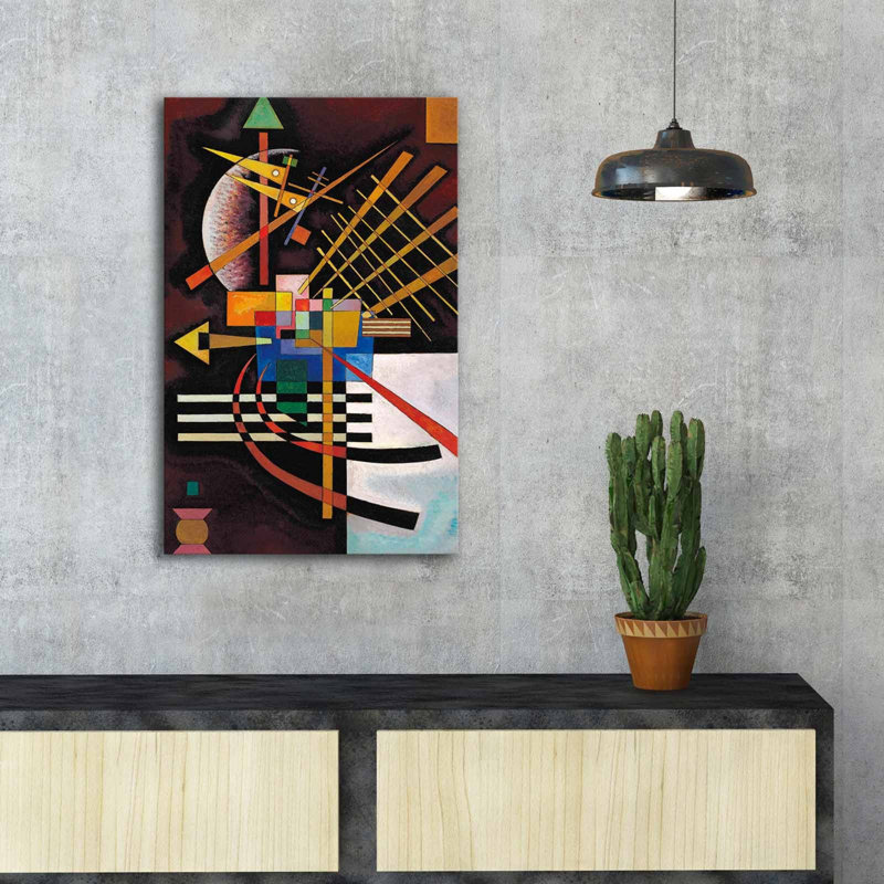 Superbe peinture sur toile décorative par Wassily Kandinsky, 17,7 po x 27,6 po | 100% toile de suède, cadre 100% bois (épaisseur: 1,2 po) | Parfait pour la décoration intérieure, les amateurs d'art et l'esthétique moderne, les couleurs vives et le d