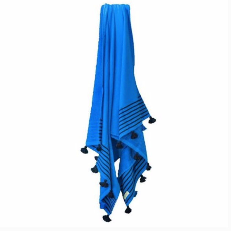 Metalia Turkish Cotton Midweight Beach Towel, Blue