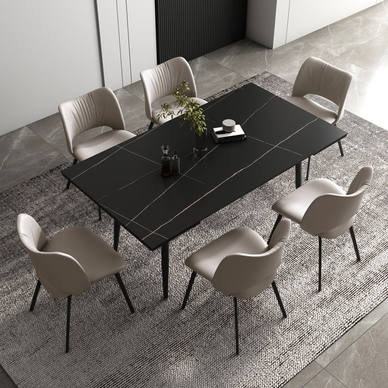 Madlaina Dining Table And Chairs Set, Black, 7 Piece Dining Set