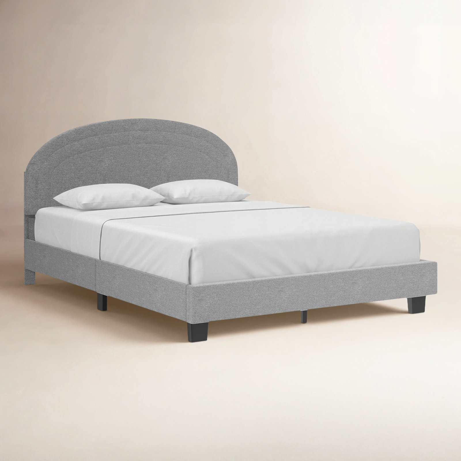 Aurey Upholstered Platform Bed, Full, Gray