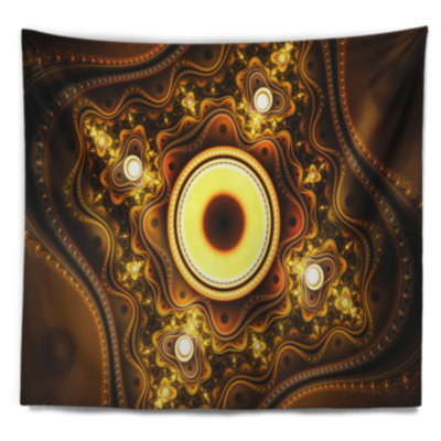 Motif fractal brun abstrait avec cercles tapisserie