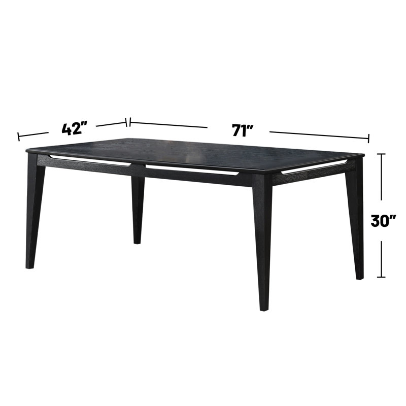 Rectangular Wooden Counter Height Table With Tapered Legs In Black, 30"H x 71"L x 42"W