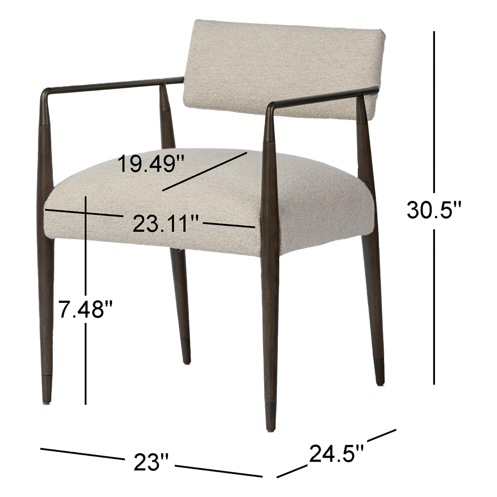 Damari Upholstered Arm Chair, Charter Oatmeal, Sierra Brown/Aged Bronze