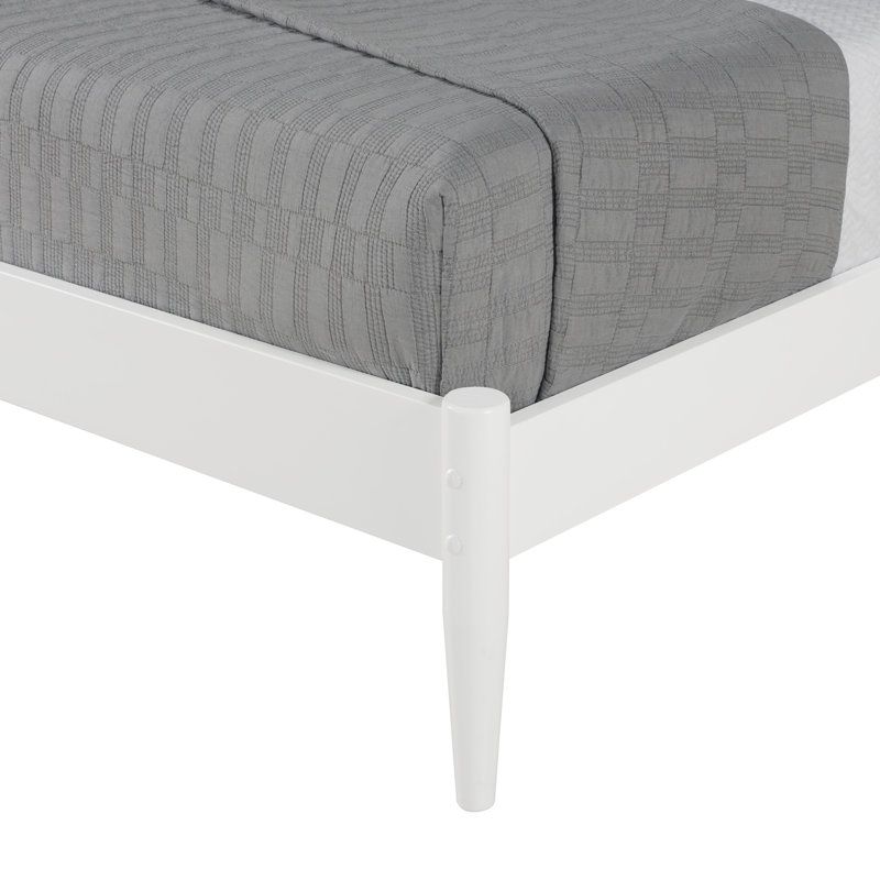 Lit plateforme en bois massif Ashlie, Blanc, Simple