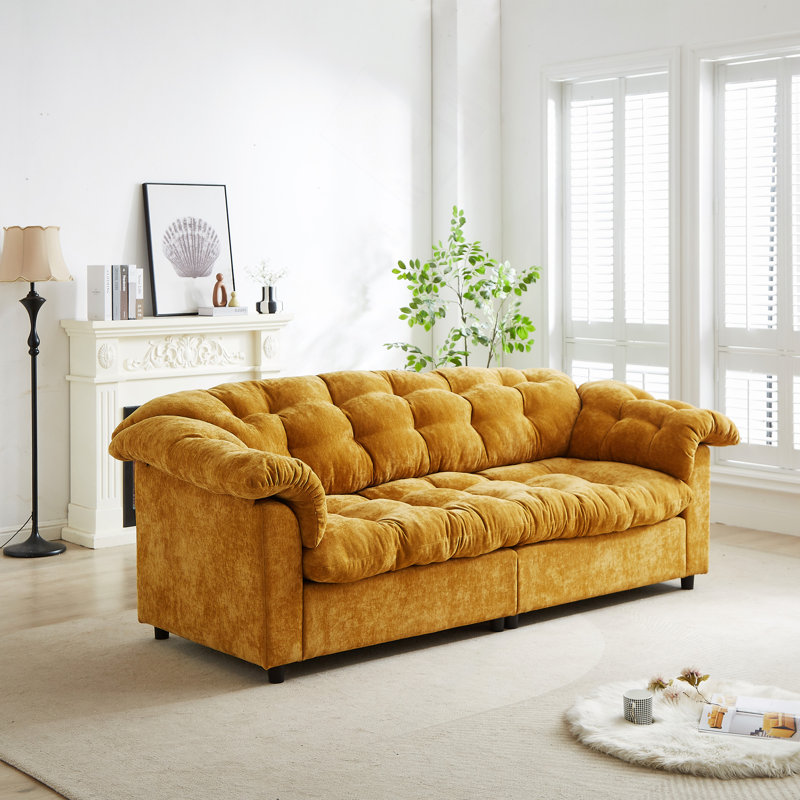 Canapé rembourré 99,2 po à assise profonde et confort moelleux 99,2 po convenant aux salons, aux chambres à coucher, aux bureaux et aux appartements