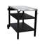 Chariot de barbecue extérieur à 3 roulettes avec plateau en acier inoxydable et tablette latérale, table de préparation barbecue mobile pour la cour arrière, conception de conception noire, cuisson de rangement améliorée, stabilité de mouvement en douceur,