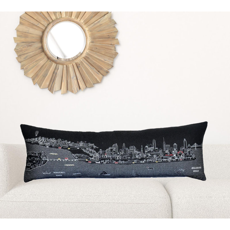 Coussin lombaire 14 "x 35" crème Philadelphia, gris, 14 po x 45 po