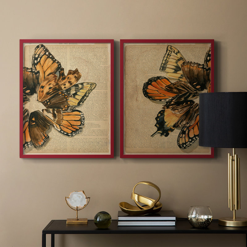 Winged Wreath I-Premium Framed Print -Ready to Hang - No Nails Required - No Nails Required, 11" H x 18" W, Red