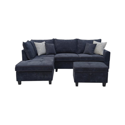 Canapé modulaire en tissu l 99,5 po avec méridienne et repose-pieds de rangement Harmony
